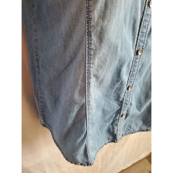 J Jill Womens Denim Button Down Collard Tapered Top Size XS - Picture 3 of 12